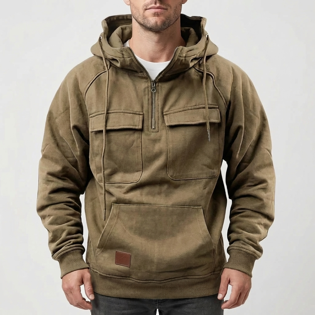 Half-Zip Hooded Pullover For Men