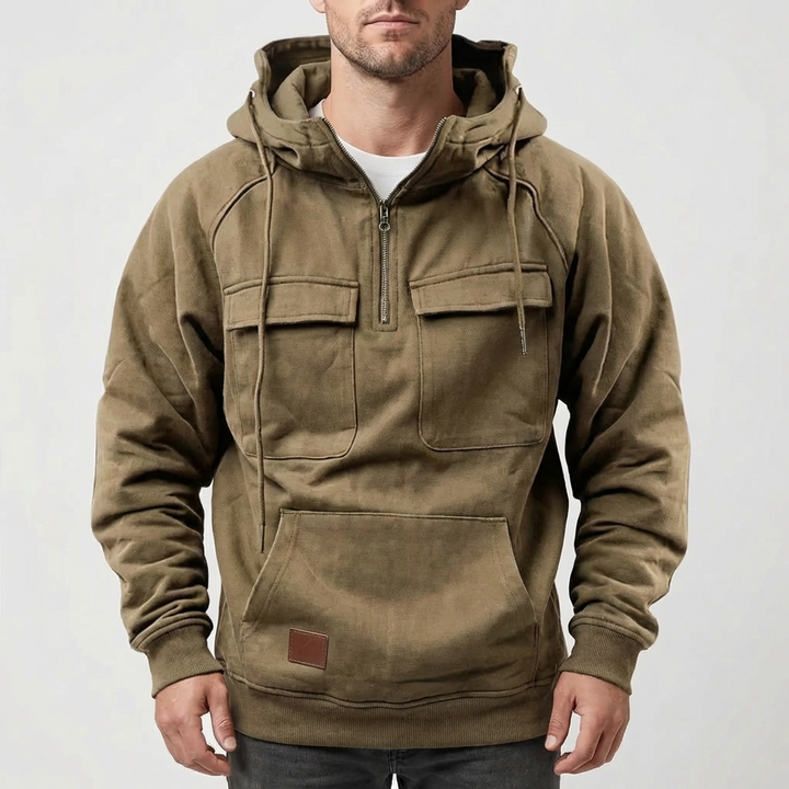 Half-Zip Hooded Pullover For Men