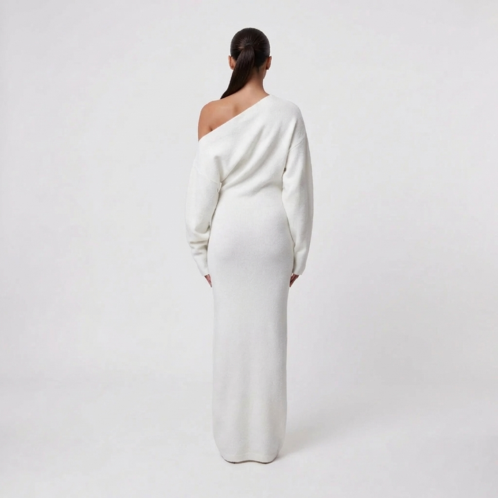 Off-Shoulder Long Knit Dress
