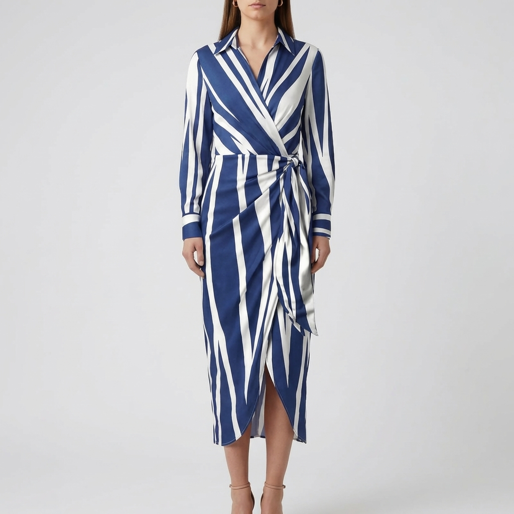 Bold Striped Midi Shirt Dress