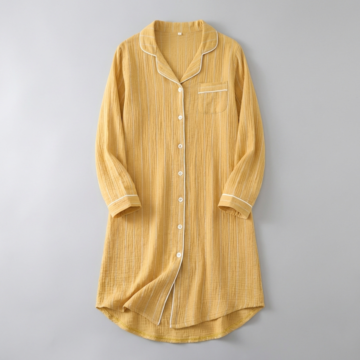 Lightweight Women’s Striped Cotton Gauze Nightgown