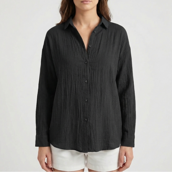 Relaxed Fit Button-Down Blouse