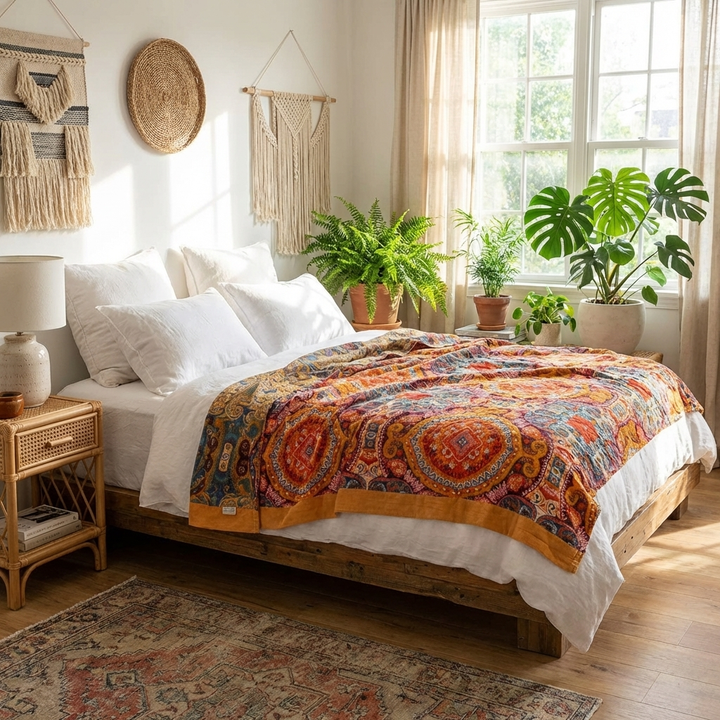 Sunrise Boho Reversible Blanket