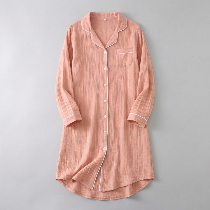 Lightweight Women’s Striped Cotton Gauze Nightgown