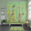 Vibrant Green Bathroom Decor with Matching Mat