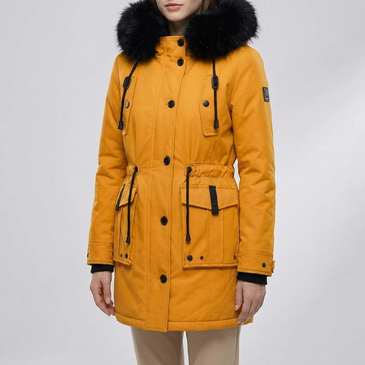 Hooded Insulated Mid-Length Jacket for Women