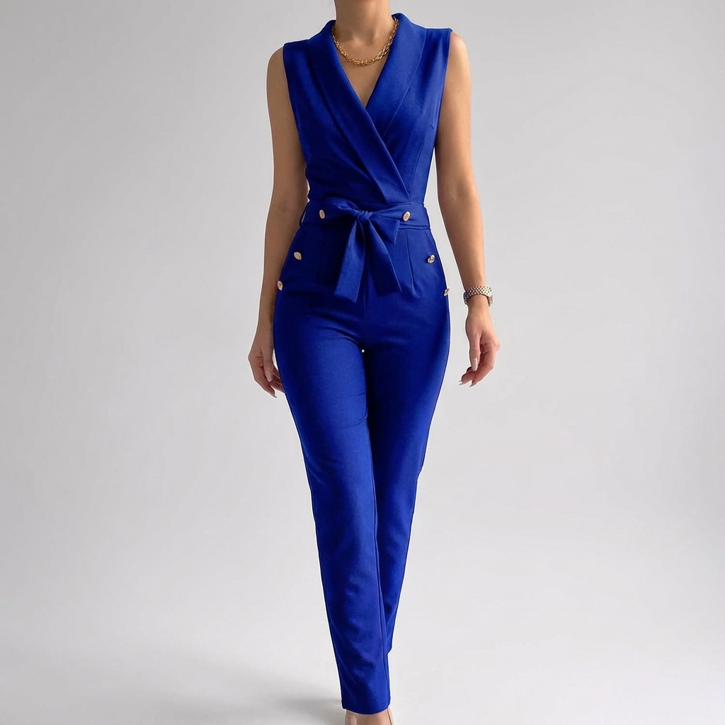 Sleeveless V-Neck Jumpsuit for Women