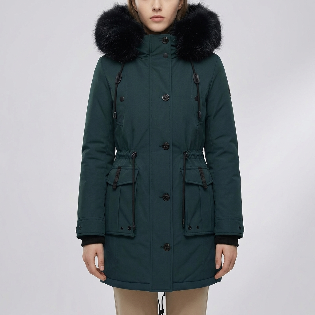 Hooded Insulated Mid-Length Jacket for Women