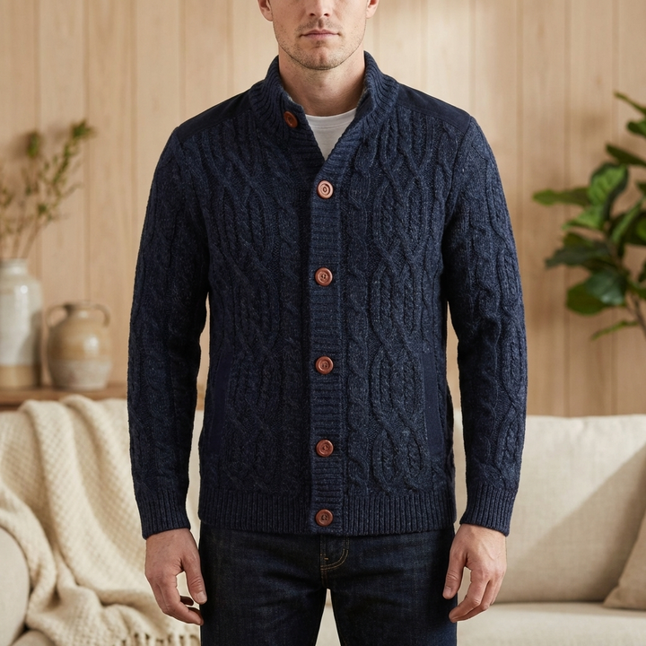 Lined Cable-Knit Cardigan
