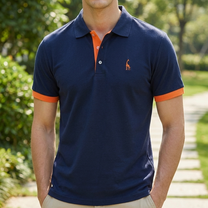 Cotton Stand Collar Polo Shirt for Men
