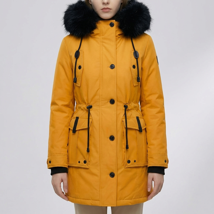 Hooded Insulated Mid-Length Jacket for Women