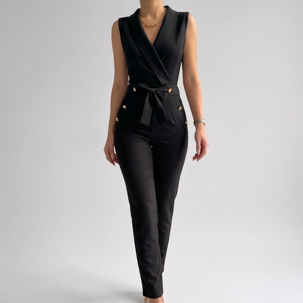 Sleeveless V-Neck Jumpsuit for Women