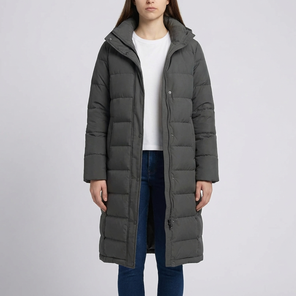 Quilted Hooded Long Winter Jacket