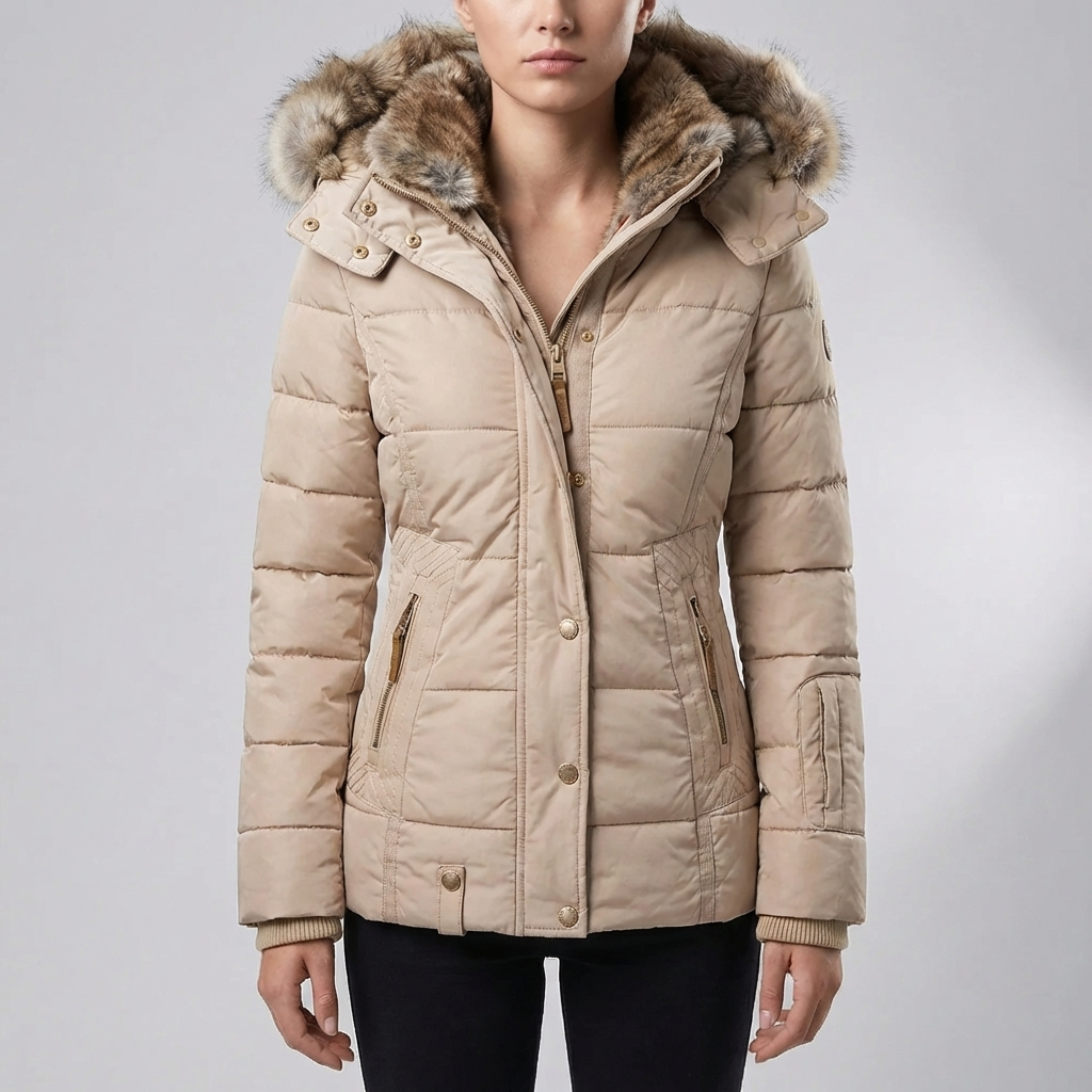 Slim Fit Quilted Hooded Parka