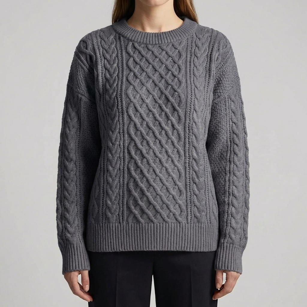 Crew Neck Cable Knit Sweater