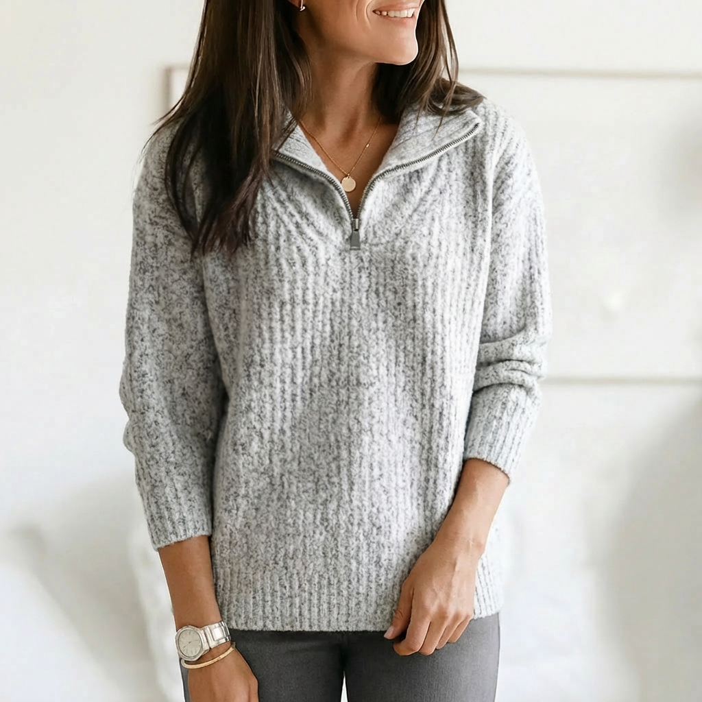 Half-Zip Stand Collar Pullover