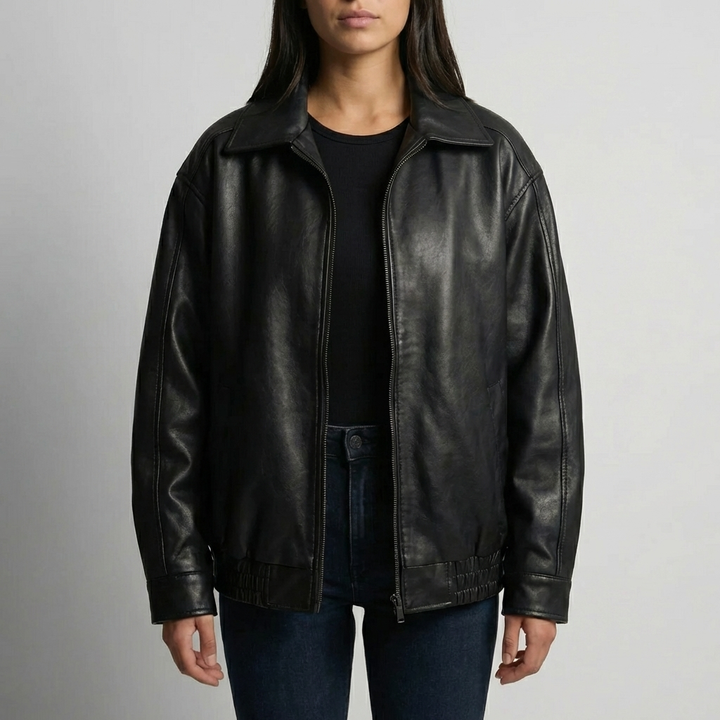 Oversized Zip-Up Bomber Jacket