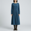 Long-Sleeve Pleated Midi Dress