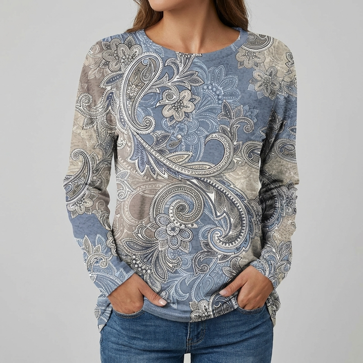 Casual Long Sleeve Floral T-Shirt for Women