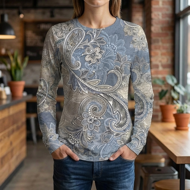Casual Long Sleeve Floral T-Shirt for Women