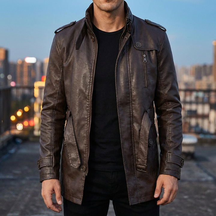 Long Leather Coat for Men