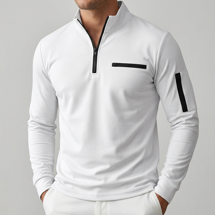 Spring Chest Pocket Zip-Up Sweater for Men