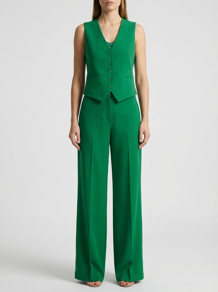 Sleeveless Vest And Wide-Leg Trouser Set