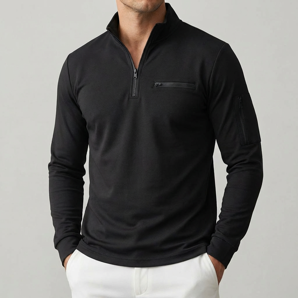 Spring Chest Pocket Zip-Up Sweater for Men