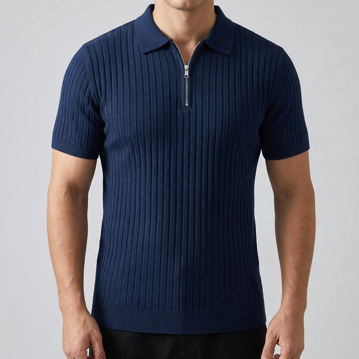 Men’s Polo Shirt -  Muscle Fit with Zipper
