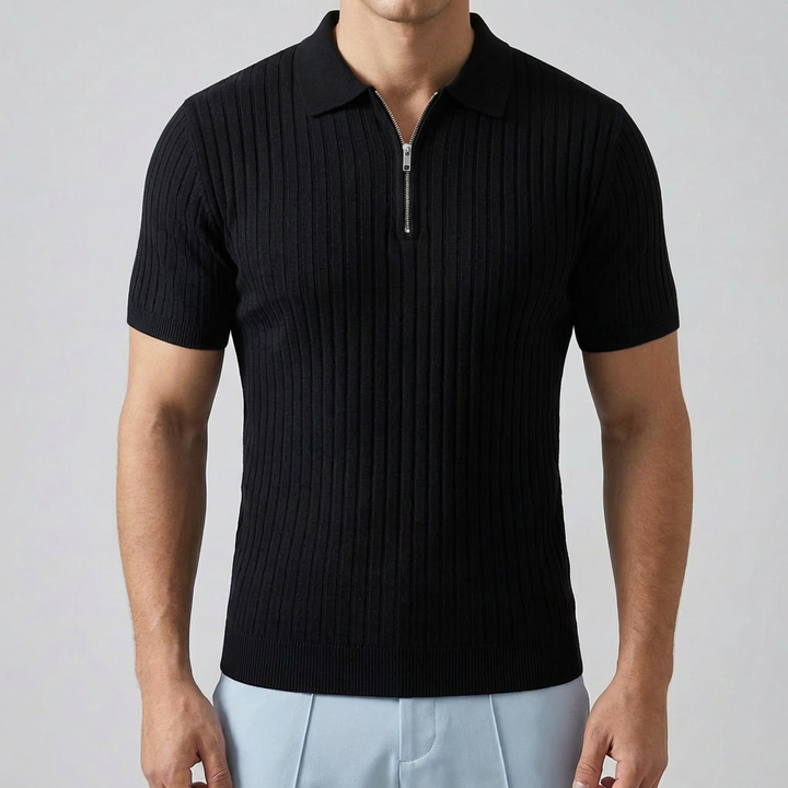 Men’s Polo Shirt -  Muscle Fit with Zipper