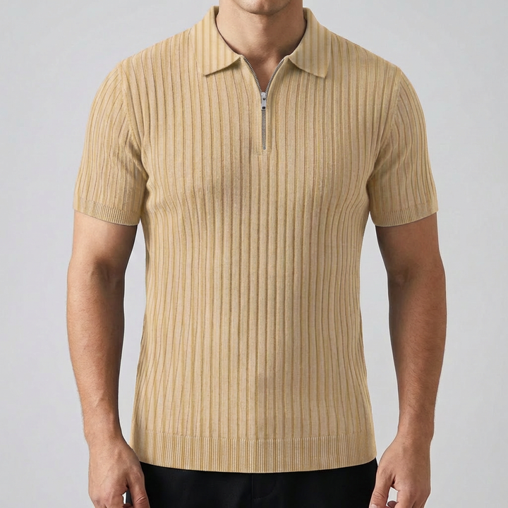 Men’s Polo Shirt -  Muscle Fit with Zipper