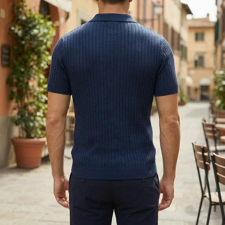 Men’s Polo Shirt -  Muscle Fit with Zipper