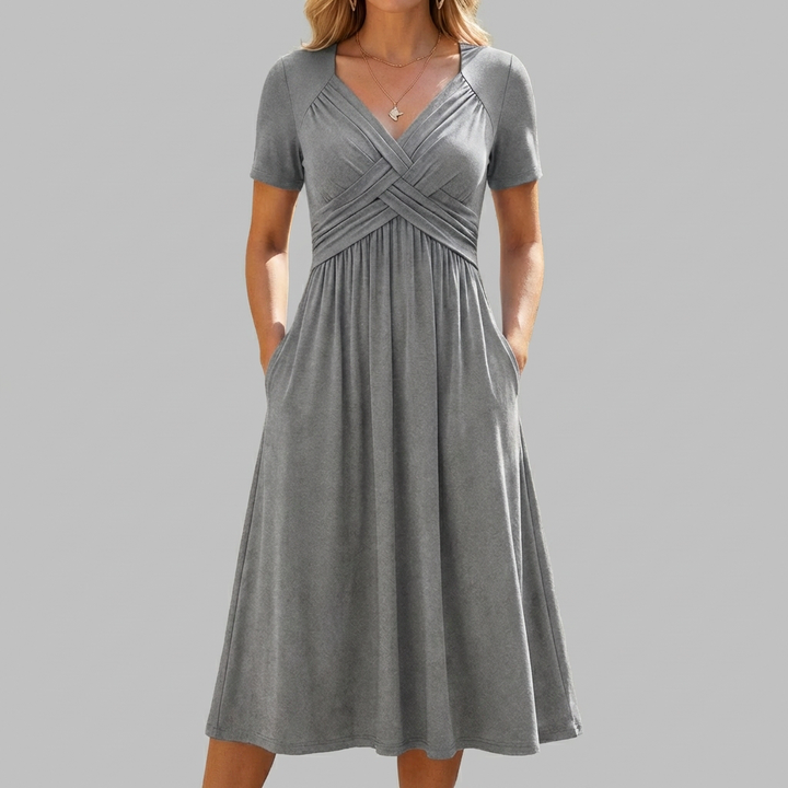 Crossed Short-Sleeve Dress for Women