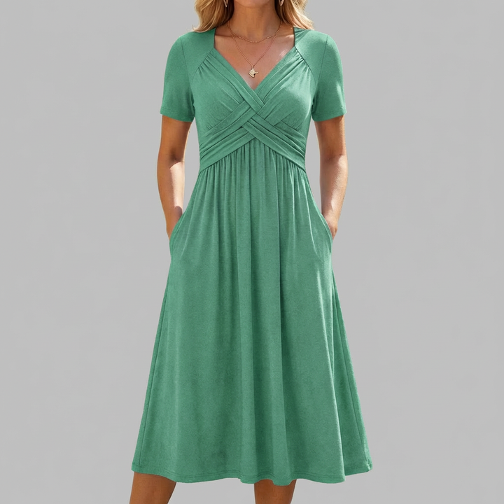Crossed Short-Sleeve Dress for Women