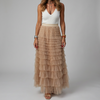 Tulle Maxi Skirt with Elastic Waistband for Women