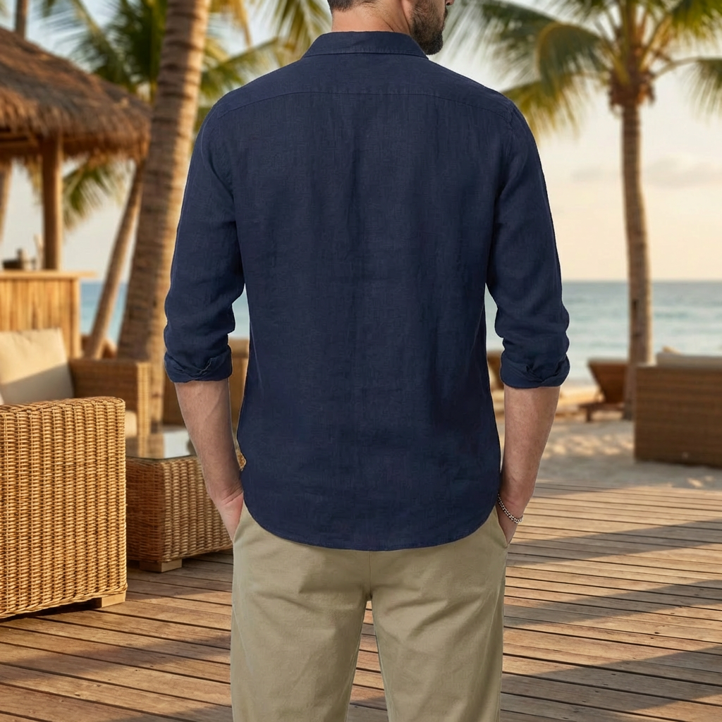 Vintage Shirt with Turn-Down Collar for Men