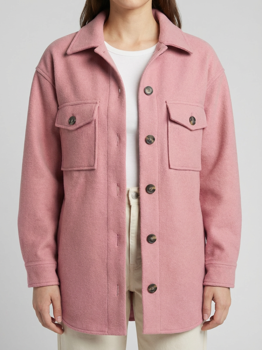 Long-Line Button-Front Jacket For Women
