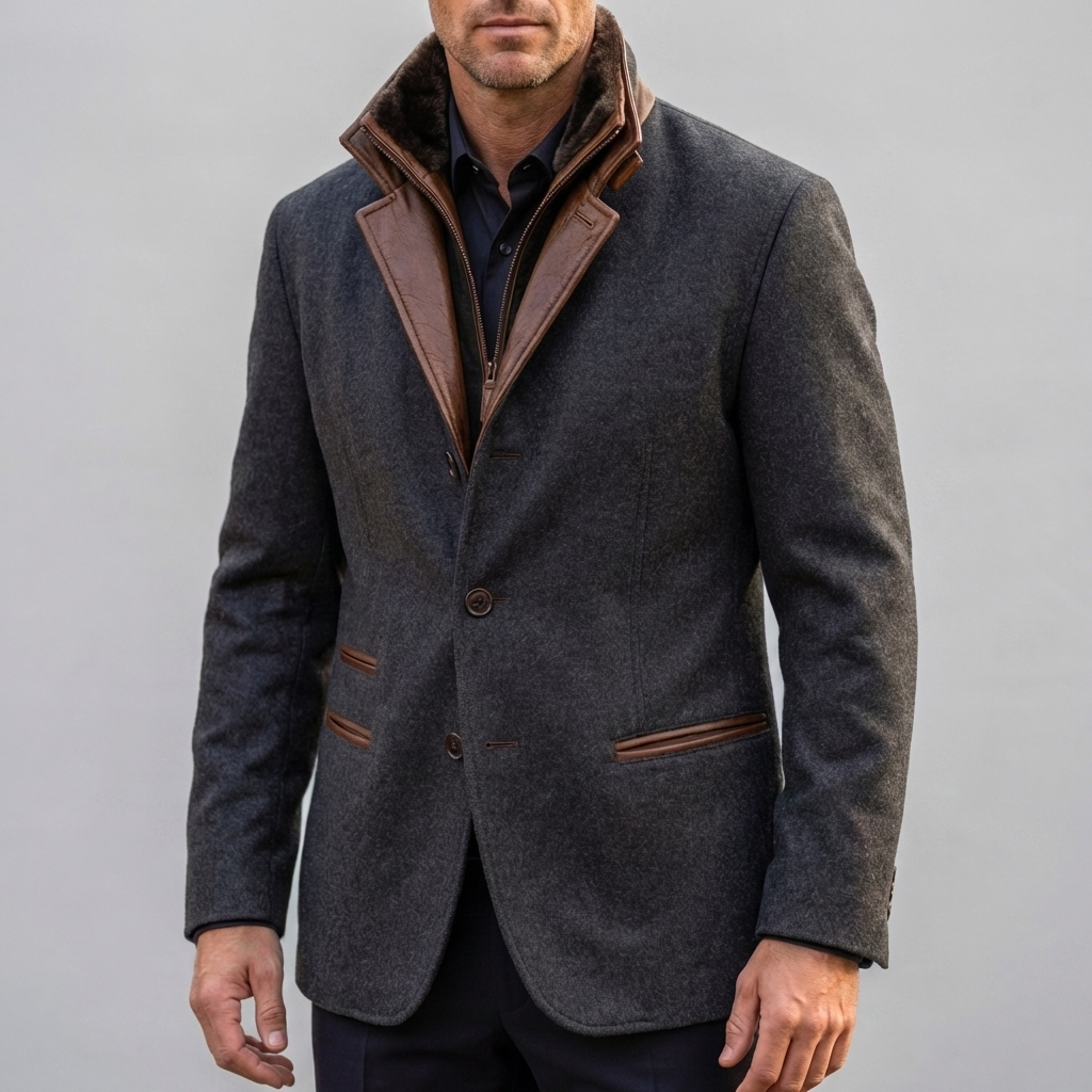 Retro Contrast Collar Jacket for Men