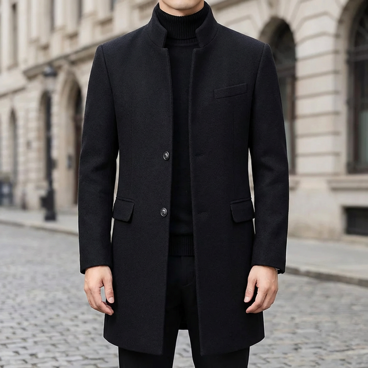 Long Formal Men’s Coat with Timeless Elegance