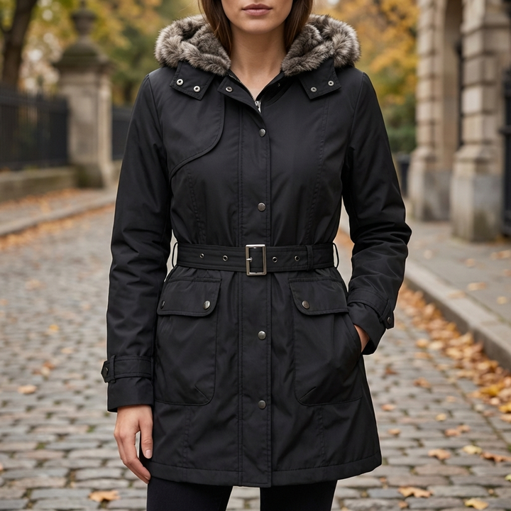 Belted Hooded Parka for Women