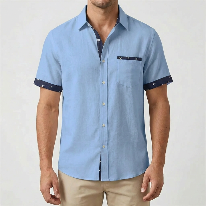 Casual Short Sleeve Button-Down Shirt for Men