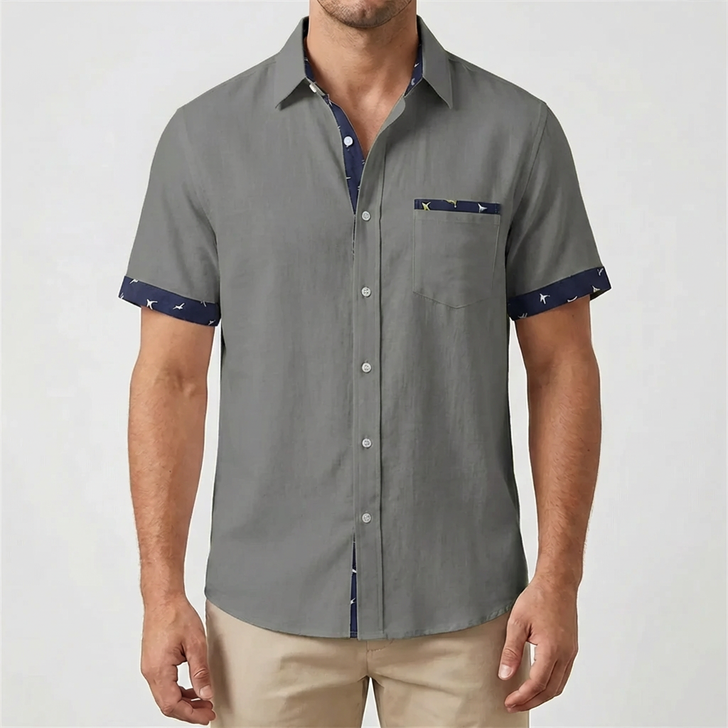 Casual Short Sleeve Button-Down Shirt for Men
