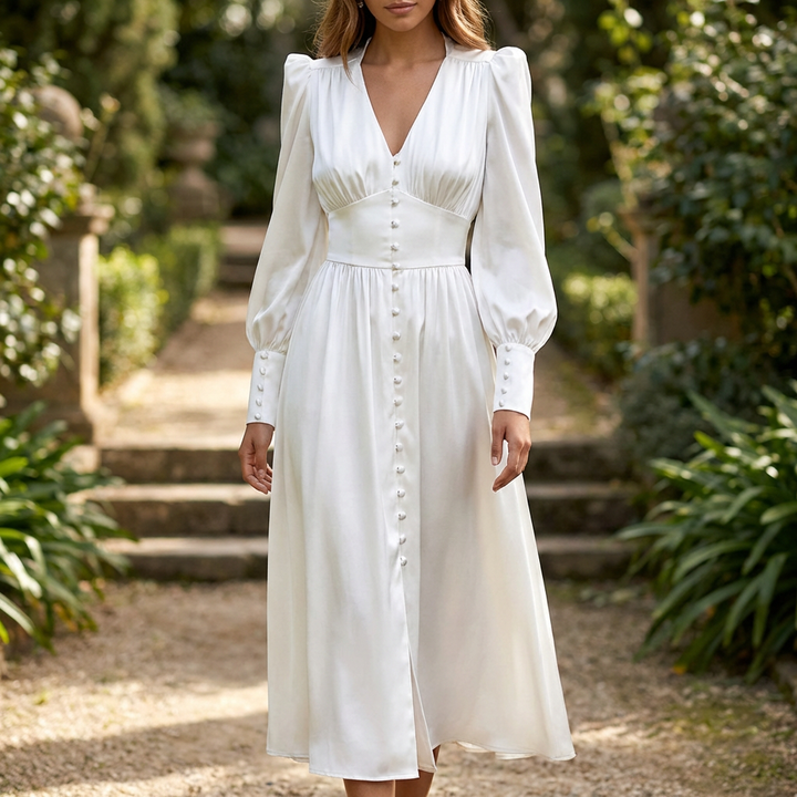 Elegant Satin V-Neck Maxi Dress for Women