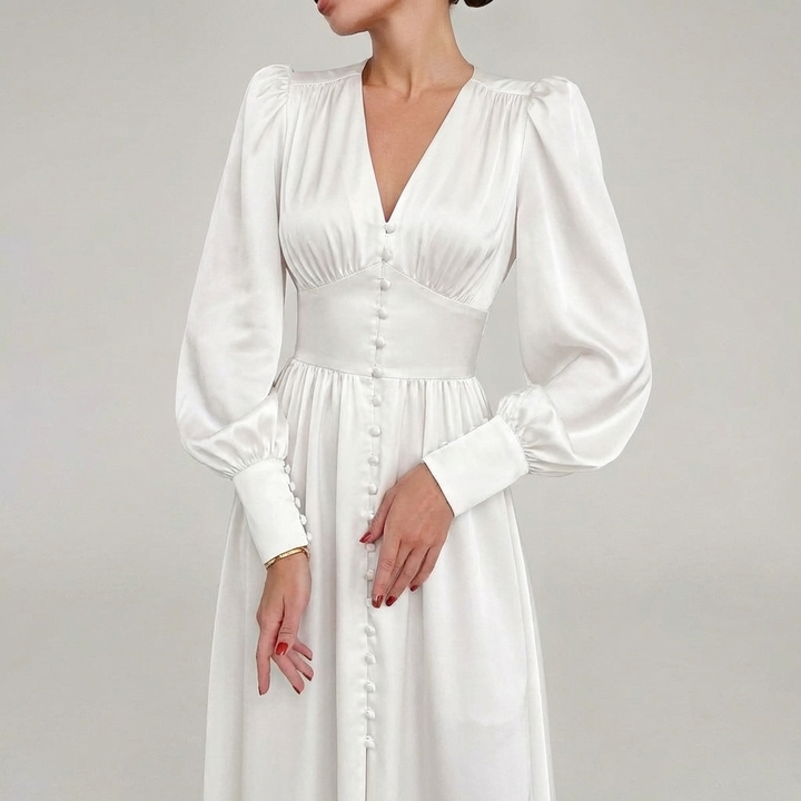 Elegant Satin V-Neck Maxi Dress for Women