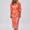 Women's Summer Maxi Wrap Dress with Collar