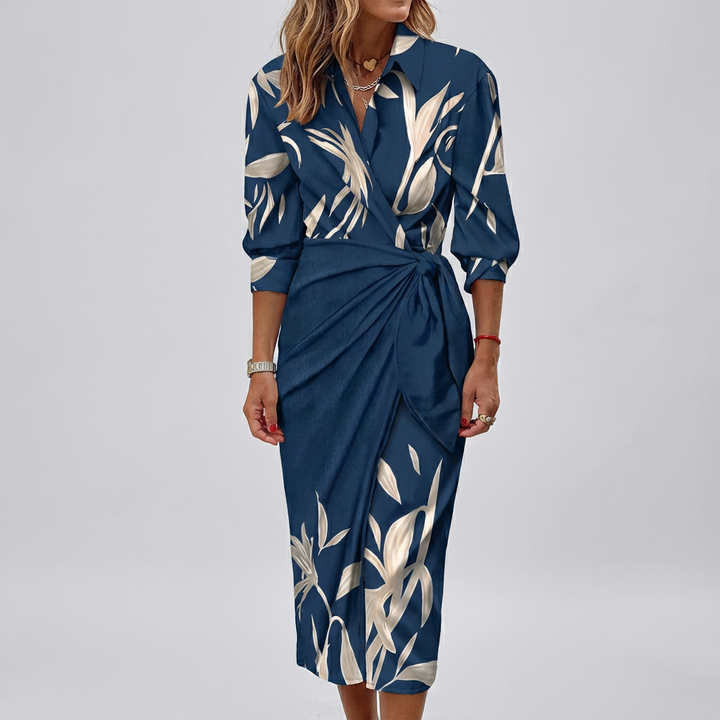 Women's Summer Maxi Wrap Dress with Collar