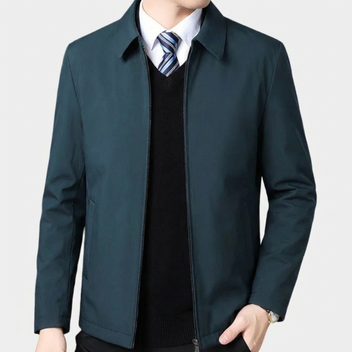 Men's Fall Jacket with Zipper and Classic Collar