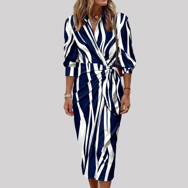 Women's Summer Maxi Wrap Dress with Collar