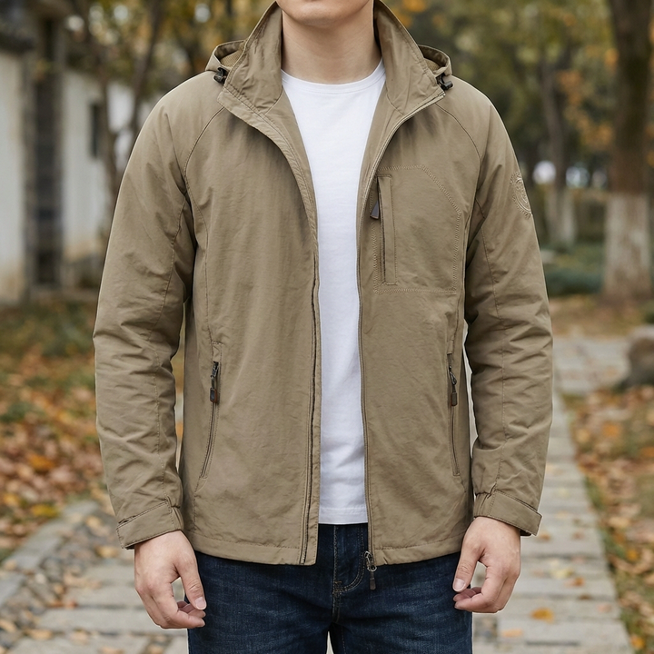 Hooded Zip-Up Transitional Jacket for Men