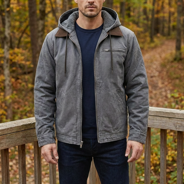 Fleece-Lined Hooded Zip Jacket for Men